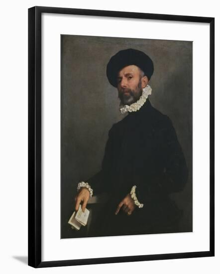 Portrait of a Man Holding a Letter, C.1570-75-Giovanni Battista Moroni-Framed Giclee Print