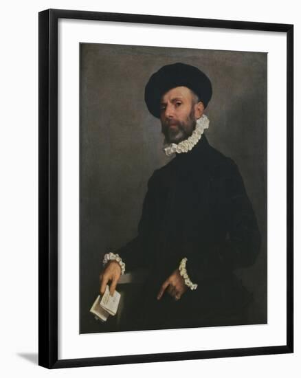 Portrait of a Man Holding a Letter, C.1570-75-Giovanni Battista Moroni-Framed Giclee Print