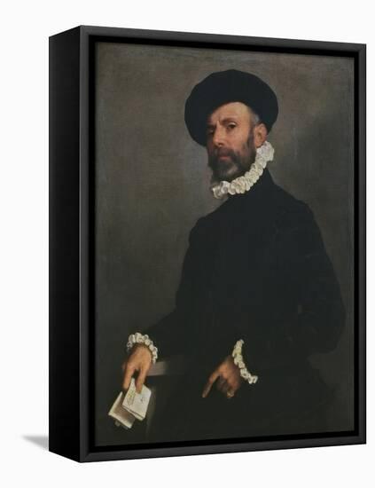 Portrait of a Man Holding a Letter, C.1570-75-Giovanni Battista Moroni-Framed Stretched Canvas