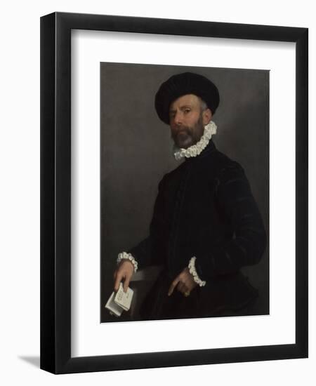 Portrait of a Man Holding a Letter (L'Avvocat), C. 1570-Giovan Battista Moroni-Framed Premium Giclee Print