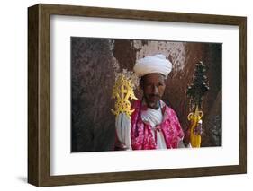 Portrait of a Man Holding Christian Symbols, Bieta Mercurios, Wollo Region, Ethiopia-Bruno Barbier-Framed Photographic Print