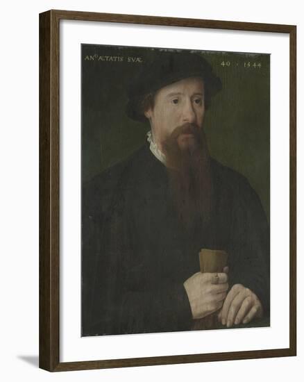 Portrait of a Man Holding His Gloves, 1544 (Oil on Wood)-Pieter Jansz Pourbus-Framed Giclee Print