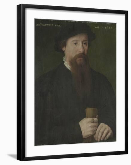 Portrait of a Man Holding His Gloves, 1544 (Oil on Wood)-Pieter Jansz Pourbus-Framed Giclee Print