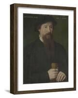 Portrait of a Man Holding His Gloves, 1544 (Oil on Wood)-Pieter Jansz Pourbus-Framed Giclee Print