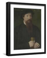 Portrait of a Man Holding His Gloves, 1544 (Oil on Wood)-Pieter Jansz Pourbus-Framed Giclee Print