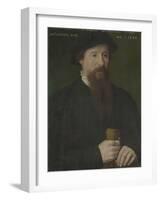 Portrait of a Man Holding His Gloves, 1544 (Oil on Wood)-Pieter Jansz Pourbus-Framed Giclee Print