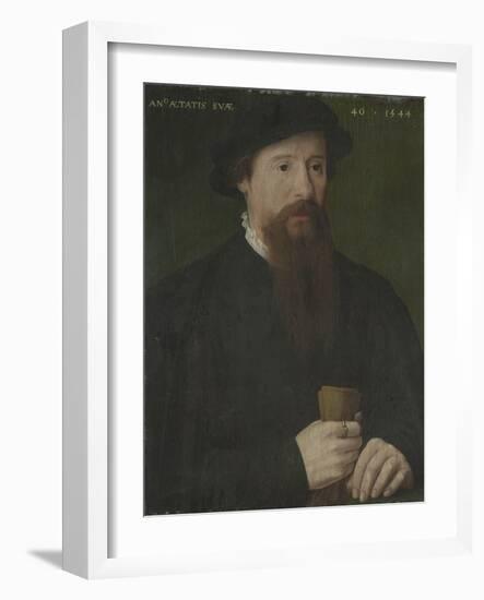 Portrait of a Man Holding His Gloves, 1544 (Oil on Wood)-Pieter Jansz Pourbus-Framed Giclee Print