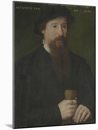 Portrait of a Man Holding His Gloves, 1544 (Oil on Wood)-Pieter Jansz Pourbus-Mounted Giclee Print