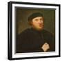 Portrait of a Man in a Black Toque (Oil on Canvas)-Paris Bordone-Framed Giclee Print