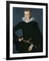 Portrait of a Man in a Slashed Black Doublet-William Segar-Framed Giclee Print