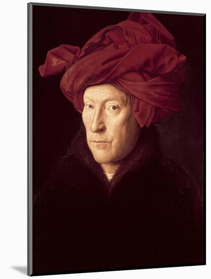 Portrait of a Man in a Turban-Jan van Eyck-Mounted Premium Giclee Print
