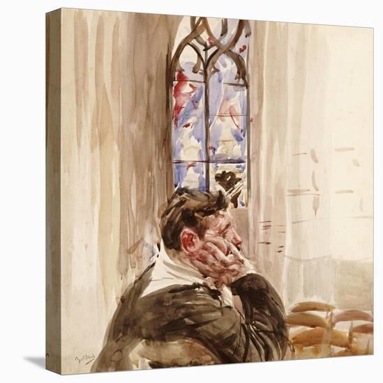 Portrait of a Man in Church, 1900-Giovanni Boldini-Stretched Canvas