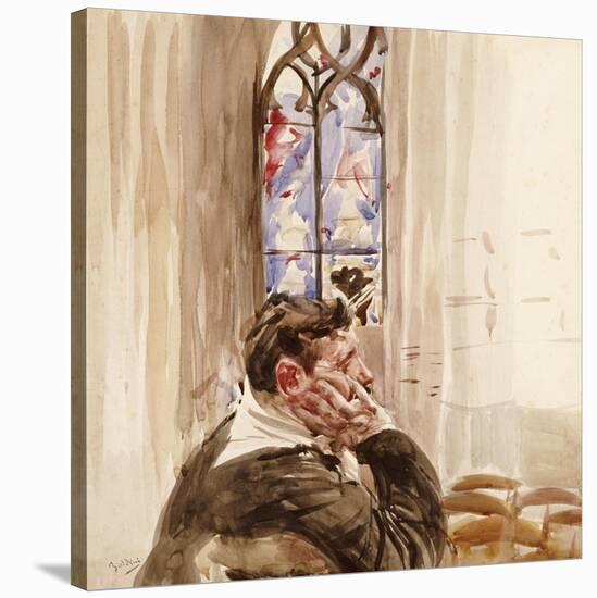 Portrait of a Man in Church, 1900-Giovanni Boldini-Stretched Canvas