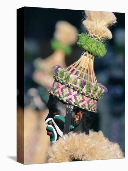 Portrait of a Man in Costume and Facial Paint, Mardi Gras, Dinagyang, Island of Panay, Philippines-Alain Evrard-Stretched Canvas