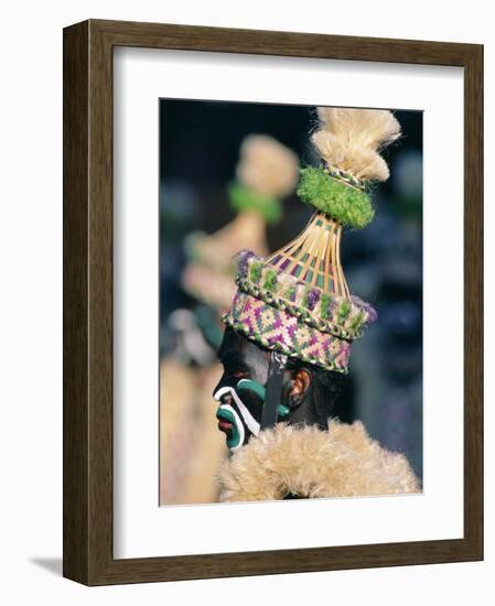 Portrait of a Man in Costume and Facial Paint, Mardi Gras, Dinagyang, Island of Panay, Philippines-Alain Evrard-Framed Photographic Print