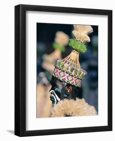 Portrait of a Man in Costume and Facial Paint, Mardi Gras, Dinagyang, Island of Panay, Philippines-Alain Evrard-Framed Photographic Print