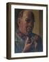 Portrait of a Man Lighting a Pipe-William Roberts-Framed Giclee Print