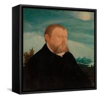 Portrait of a Man (Oil on Panel)-Wolf Huber-Framed Stretched Canvas