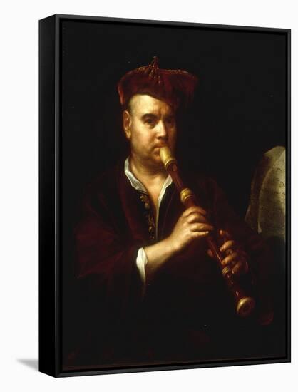 Portrait of a Man Playing a Recorder-Johann Kupetzkty-Framed Stretched Canvas