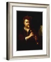 Portrait of a Man Playing a Recorder-Johann Kupetzkty-Framed Giclee Print