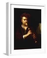 Portrait of a Man Playing a Recorder-Johann Kupetzkty-Framed Giclee Print