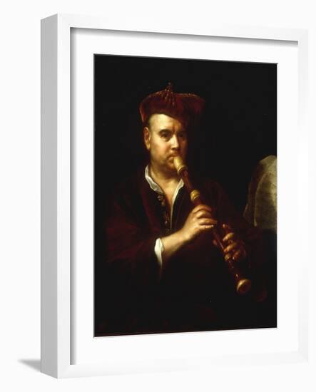 Portrait of a Man Playing a Recorder-Johann Kupetzkty-Framed Giclee Print