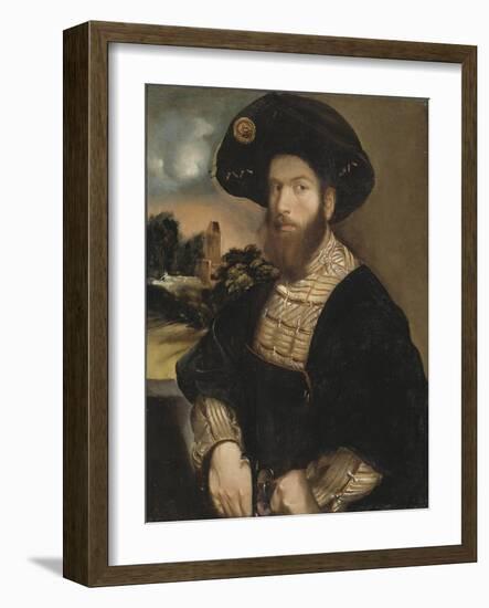 Portrait of a Man Wearing a Black Beret, c.1530-Dosso Dossi-Framed Giclee Print