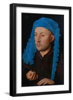 Portrait of a Man with a Blue Chaperon (Man with Rin)-Jan van Eyck-Framed Giclee Print