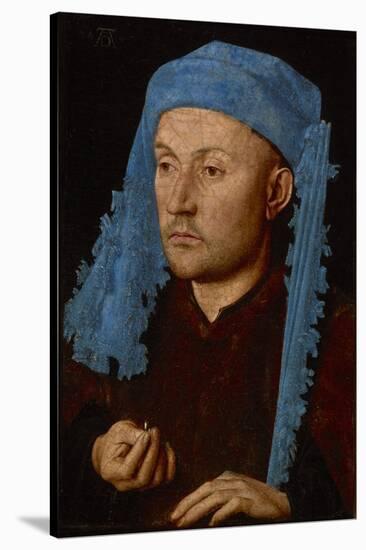 Portrait of a Man with a Blue Chaperon (Man with Ring), C.1429 (Oil on Wood)-Jan van Eyck-Stretched Canvas