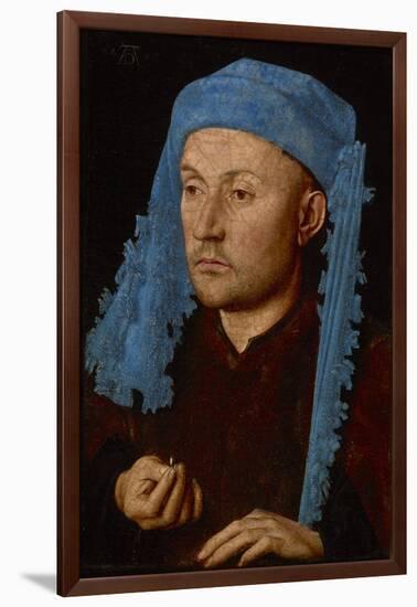 Portrait of a Man with a Blue Chaperon (Man with Ring), C.1429 (Oil on Wood)-Jan van Eyck-Framed Giclee Print