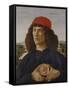 Portrait of a Man with a Medal of Cosimo the Elder-Sandro Botticelli-Framed Stretched Canvas