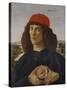 Portrait of a Man with a Medal of Cosimo the Elder-Sandro Botticelli-Stretched Canvas