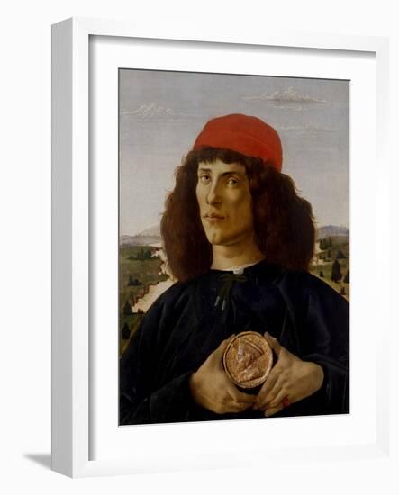 Portrait of a Man with a Medal of Cosimo the Elder-Sandro Botticelli-Framed Art Print