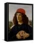 Portrait of a Man with a Medal of Cosimo the Elder-Sandro Botticelli-Framed Stretched Canvas