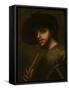 Portrait of a man with a pipe or flute by Giorgione-null-Framed Stretched Canvas