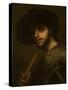 Portrait of a man with a pipe or flute by Giorgione-null-Stretched Canvas