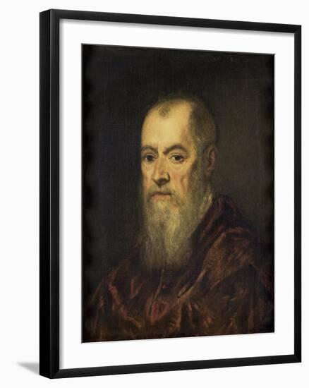 Portrait of a Man with a Red Cloak-Jacopo Tintoretto-Framed Art Print