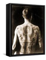 Portrait of a Man with an Elaborate Back-Piece Tattoo C.1910-null-Framed Stretched Canvas