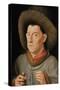Portrait of a Man with Carnation and the Order of Saint Anthony-Jan van Eyck-Stretched Canvas