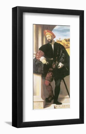 Portrait Of A Man-Alessando Bonvicino Moretto-Framed Premium Giclee Print