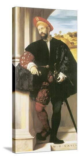 Portrait Of A Man-Alessando Bonvicino Moretto-Stretched Canvas