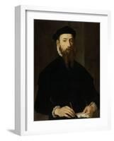 Portrait of a Man.-Maarten van Heemskerck-Framed Art Print