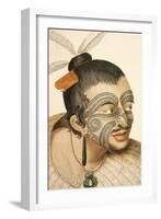 Portrait of a Maori Chief with Full Facial Moko, 1769-Sydney Parkinson-Framed Giclee Print