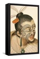 Portrait of a Maori Chief with Full Facial Moko, 1769-Sydney Parkinson-Framed Stretched Canvas
