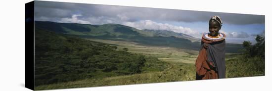 Portrait of a Masai Girl Smiling, Tanzania-null-Stretched Canvas