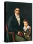 Portrait of a Member of the Barbet Family with his Son-Henri Francois Riesener-Stretched Canvas