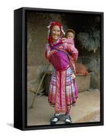 Portrait of a Miao Girl with Baby Carrier, Qiubei, Yunnan, China-Occidor Ltd-Framed Stretched Canvas