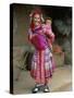 Portrait of a Miao Girl with Baby Carrier, Qiubei, Yunnan, China-Occidor Ltd-Stretched Canvas