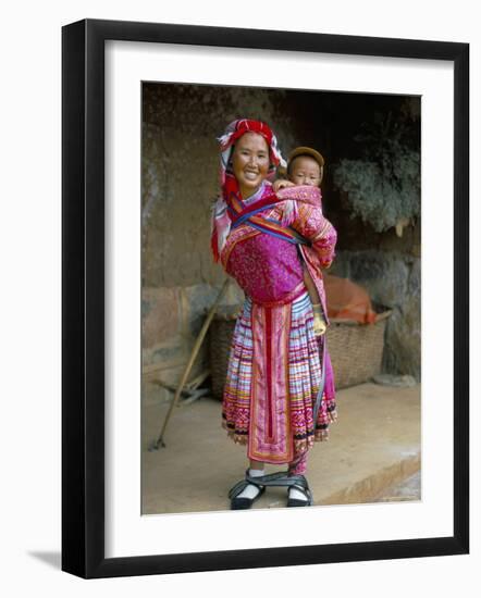 Portrait of a Miao Girl with Baby Carrier, Qiubei, Yunnan, China-Occidor Ltd-Framed Photographic Print