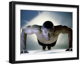 Portrait of a Mid Adult Man Exercising-null-Framed Photographic Print